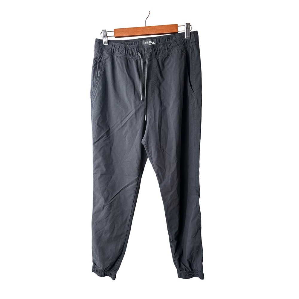 RSQ Jogger‎ Pants Mens Medium Black Elastic Waist Cuffed Stretch Skate Trousers